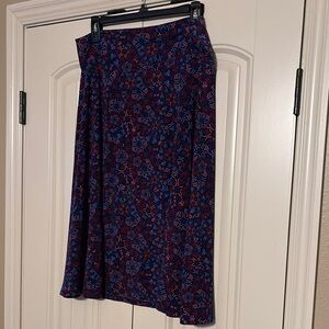 LuLaRoe Blue Midi A-Line Skirt Asymmetrical Casual